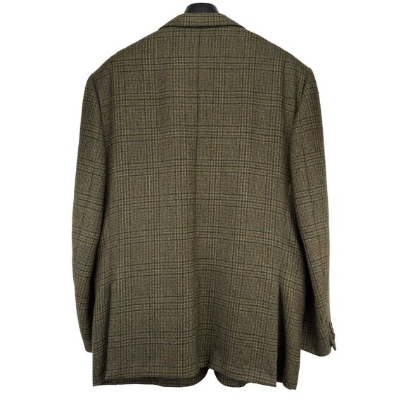 VINTAGE Tweed Houndstooth Dior Fabric Single Breasted Plaid Brown‎ Blazer L / XL - Picture 2 of 9
